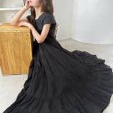 ブラック | 涼やかインド綿ボリュームティアードワンピ | GeeRA