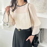 配色パイピングシアーワッシャーブラウス | GeeRA | 詳細画像2 