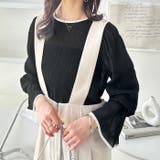 ブラック | 配色パイピングシアーワッシャーブラウス | GeeRA