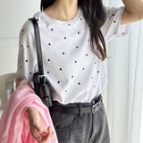 オフホワイト系 | 綿100%ドット刺しゅうシルケット半袖Tシャツ | GeeRA