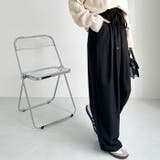 ブラック | 上品見え!ダブルタックワイドイージーパンツ | GeeRA