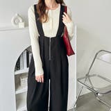 ブラック | フロントジップハイウエストサロペット | GeeRA