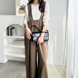 ブラウン | フロントジップハイウエストサロペット | GeeRA