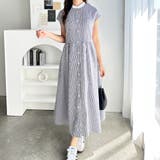 クレリック配色ウエストギャザーシャツワンピース | GeeRA | 詳細画像15