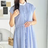 クレリック配色ウエストギャザーシャツワンピース | GeeRA | 詳細画像30