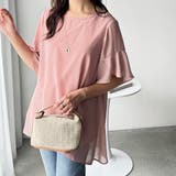 ピンク | <接触冷感>異素材シフォンレイヤードチュニック | GeeRA