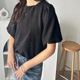 ブラック | ワッシャー素材バルーン袖Ｔブラウス | GeeRA