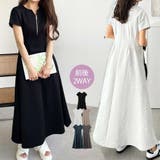 前後2WAYハーフジップフレンチ袖ワンピ | GeeRA | 詳細画像1