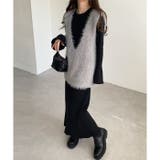 リブニットワンピース×シャギーベストセット | GeeRA | 詳細画像3