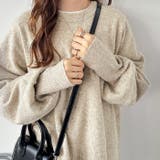 ベージュ | 袖ボリュームミックスカラーオーバーニット | GeeRA