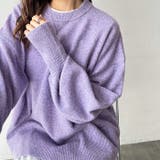 パープル | 袖ボリュームミックスカラーオーバーニット | GeeRA