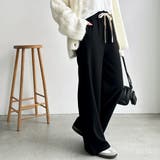 ブラック | ふわふわあったか！裏起毛リブワイドパンツ | GeeRA