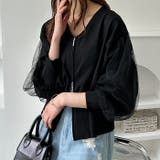 チュール袖ダブルジップカーディガン | GeeRA | 詳細画像4 