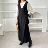 ブラック | 楽ちん！ウエストリボンラップオールインワン | GeeRA