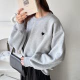 杢グレー×ハート | ロゴ＆ハート刺しゅう裏起毛スウェット | GeeRA