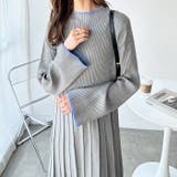 配色デザインフィット&フレアーニットワンピ | GeeRA | 詳細画像1