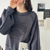 チャコール | リメイク風刺しゅうロゴスウェット | GeeRA