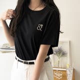 ブラック×シルバー | 綿100%ワンポイントハート刺しゅうTシャツ | GeeRA