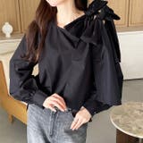 ブラック | 【YOUING.】ショルダーリボンブラウス | GeeRA