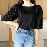 ブラック | 【YOUING.】フラワーモチーフトップス | GeeRA