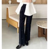 ブラック | 【YOUING.】パールデザインフレアーパンツ | GeeRA