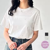 綿100%ラインストーンドットTシャツ | GeeRA | 詳細画像1