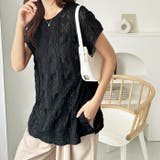 ブラック | 総レースフレンチスリーブＴシャツ | GeeRA