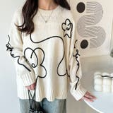 アイボリー | フラワーコード刺しゅうニット | GeeRA