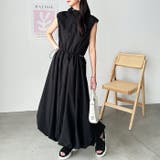 ブラック | 【FIRST MOOD】ハーフジップウエストドロストバルーンワンピース | GeeRA