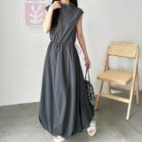 グレー | 【FIRST MOOD】ハーフジップウエストドロストバルーンワンピース | GeeRA