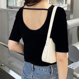 ブラック | 【nelliy.】ベロアバックオープンカットソー | GeeRA