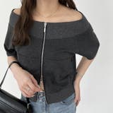 チャコール | 【nelliy.】ＺＩＰオフショルカットソー | GeeRA