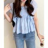 ブルー | 【nelliy.】フリルシャーリングブラウス | GeeRA