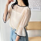 前後2WAYキャンディスリーブ半袖シアーブラウス | GeeRA | 詳細画像4