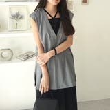 麻調ベスト×リブワンピースセット | GeeRA | 詳細画像7 