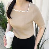 配色スカラップ５分袖サマーニット | GeeRA | 詳細画像14 