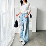 配色スカラップ５分袖サマーニット | GeeRA | 詳細画像3 