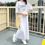 オートミール×カレッジロゴ | アソートロゴプリント半袖Ｔシャツワンピース | GeeRA