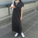 チャコール | 前後２ＷＡＹハーフジップＩラインワンピース | GeeRA