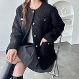 ブラック | リングウールライク金ボタンジャケットコート | GeeRA