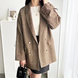 ブラウン系ミックス | オーバーサイズダブルテーラードジャケットコート | GeeRA