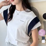 【FIRST MOOD】配色デザイン刺しゅうロゴＴシャツ | GeeRA | 詳細画像1 