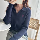 ネイビー | 【U.S. POLO ASSN.】ポロ衿リブニット | GeeRA