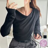 胸元ドレープデザイン起毛リブカットソー | GeeRA | 詳細画像1 