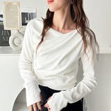 胸元ドレープデザイン起毛リブカットソー | GeeRA | 詳細画像3 