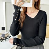 アシメネック袖ボタン付リブニット | GeeRA | 詳細画像1 