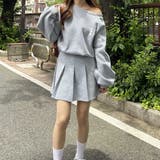 【nelliy 】ロゴ刺しゅう裏起毛オフショルスウェット＋プリーツスカートセット… | GeeRA | 詳細画像10 