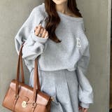 【nelliy 】ロゴ刺しゅう裏起毛オフショルスウェット＋プリーツスカートセット… | GeeRA | 詳細画像3 