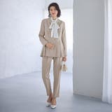 グレージュ | 【２点セット】パールボタンペプラムプリーツテーパードセットアップ | GeeRA