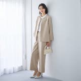ベージュ | 【２点セット】フレアーラインジャケットワイドパンツセットアップスーツ | GeeRA